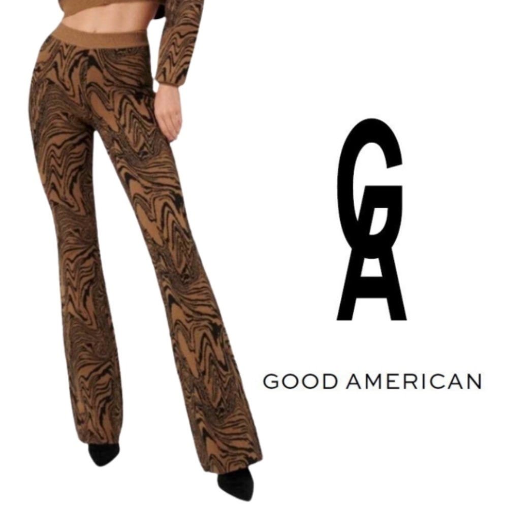 Good American Swirl Intarsia Flare Pant - Sepia002 - Size 3